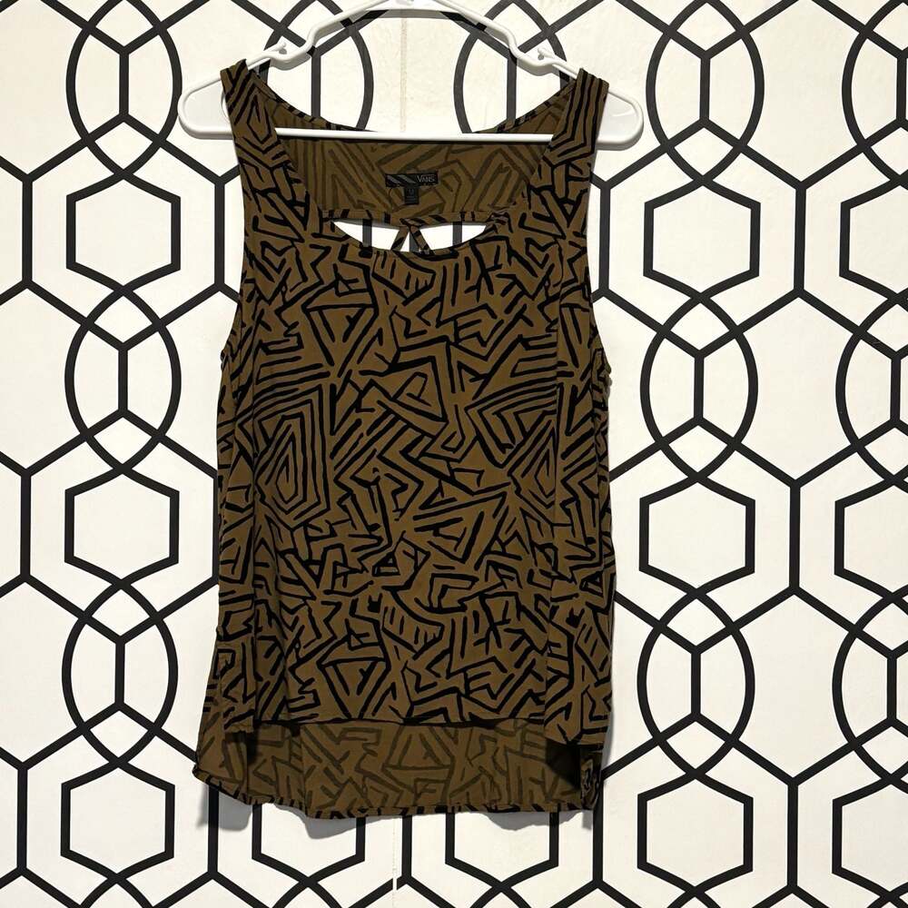 Vans Women's Brown Black Geometric Print Strappy Back Tank Top Size Medium